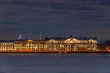 Winter Night view of Saint Petersburg place 