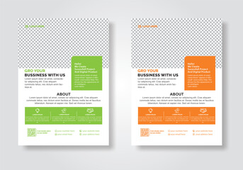 Orange and green social media post template for a digital marketing flyer.