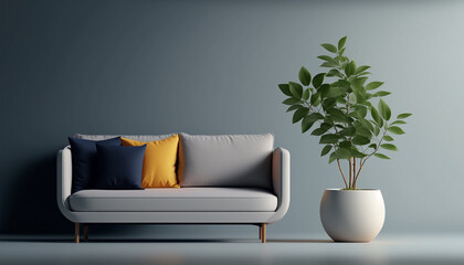 Modern Living Room with Decorative Potted Plant