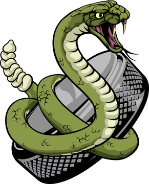 green snake coiled around phone clip art preview