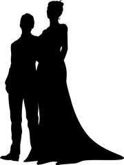 Bride And Groom Couple Wedding Dress Silhouettes