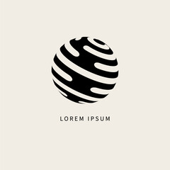 Digital 3d tech logo in shape of planet, earth