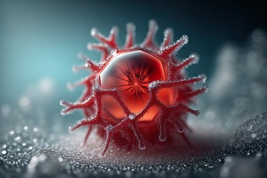 Dangerous virus in the frozen ice of North. Thawing permafrost danger of releasing new viruses to the world. Generative AI