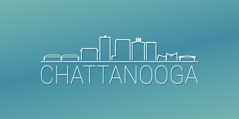 Chattanooga, TN, USA Skyline Linear Design. Flat City Illustration Minimal Clip Art. Background Gradient Travel Vector Icon.