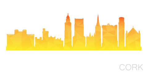Cork, Ireland Low Poly Skyline Clip Art City Design. Geometric Polygon Graphic Horizon Icon. Vector Illustration Symbol.