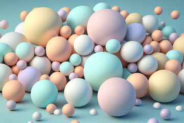 Smooth ball pastel abstract background. 3d soft and smooth spheres bubbles. Generative AI.