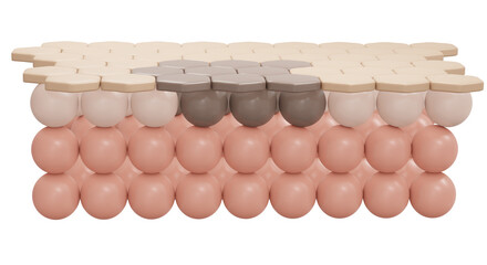 3d rendering of skin cell with dark spot layer for cosmetic advertise. 3D Render illustration.