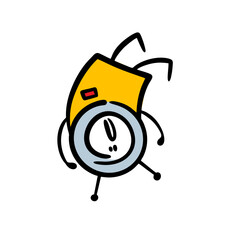 Funny little spaceman in helmet and spacesuit is floating upside down in the weightlessness of outer space.