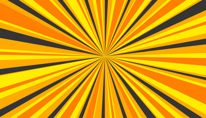 Retro banner with sun and rays in style of 70s