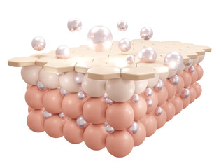 3d rendering of serum cream and vitamin drop on closeup skin cell layer for cosmetic advertise. 3D Render illustration.