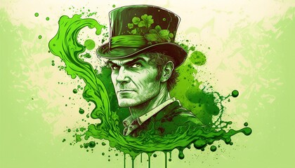 St. Patrick's day background. Man with a glass of green liquid generative ai	
