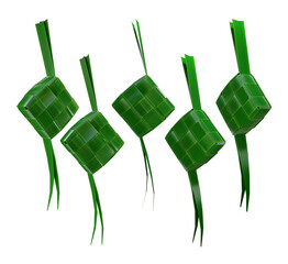 3d rendering steamed diamond shaped rice eid ketupat perspective view