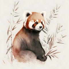 Cute Watercolor Animals with Flowers Art in Pastel Colors - Generative AI