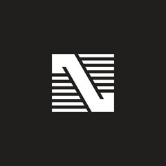 letter n stripes square geometric logo vector