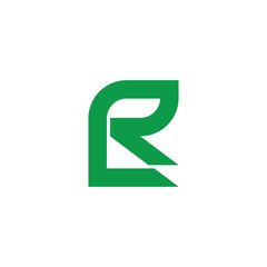 letter rl simple geometric green leaf logo vector
