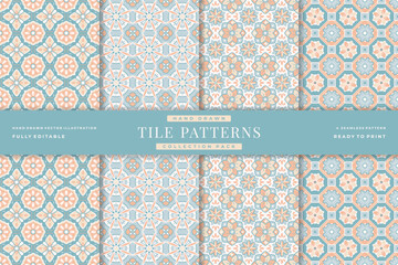 vintage tile seamless patterns collection 7