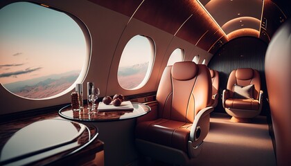 Futuristic luxurious corporate plane interior design generative ai