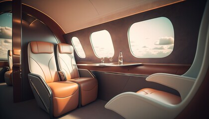 Futuristic luxurious corporate plane interior design generative ai