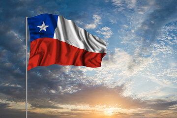 Waving National flag of Chile