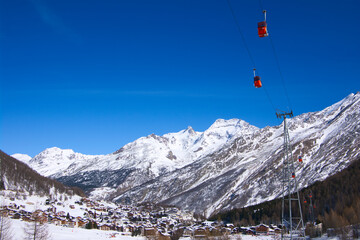 view on Saas Fee ski resort in Switzerland  - 572256173
