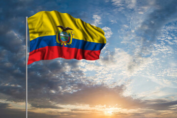 Waving National flag of Ecuador