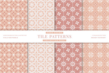 hand drawn tile seamless patterns collection 4