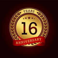 Fototapeta na wymiar 16th anniversary celebration logo design. Vector Eps10