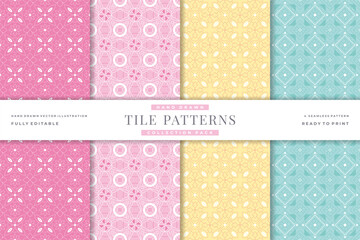 hand drawn tile seamless patterns collection 9