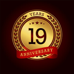 19th anniversary celebration logo design. Vector Eps10