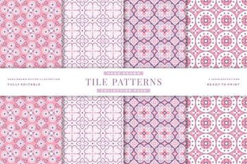 hand drawn tile seamless patterns collection 6
