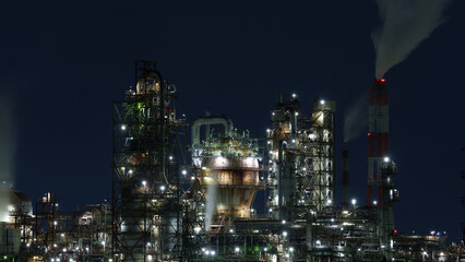 Obraz na płótnie Canvas The petrochemical complex at Yokkaichi Port, Yokkaichi city, Mie prefecture, Japan at night.