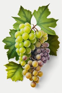 A bunch of grapes photoreal illustration on white background can easily be isolated generative ai