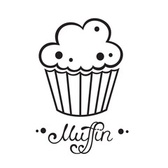 Muffin Café or bakery logo design. Cupcake vector illustration. Vector illustration in simple flat style.