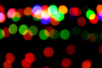 Round, bright, blurry garland lights.