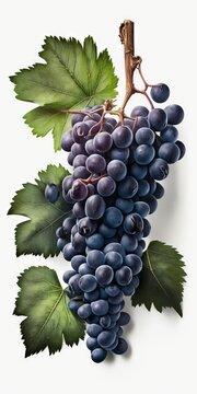 A bunch of grapes photoreal illustration on white background can easily be isolated generative ai