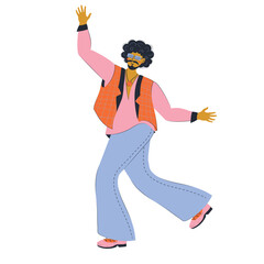 African American hippie man dancing provocatively abstract modern graphic