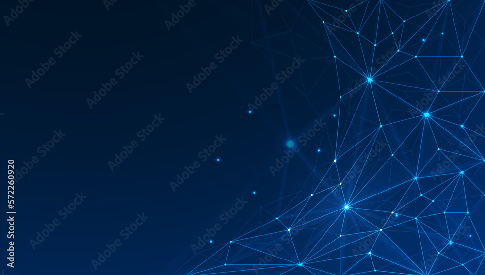 Poster technology abstract lines and dots connection background. connection digital data and big data conce