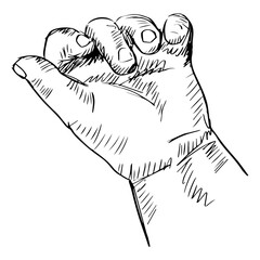 Baby Hand. Human hands sketch drawing illustration.	