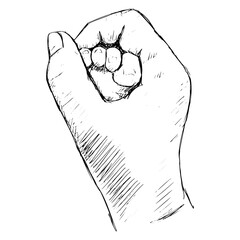 Sketch of mother holding a baby foot