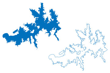 Lake Kemp Reservoir (United States of America, North America, us, usa, Texas) map vector illustration, scribble sketch Kemp Dam map