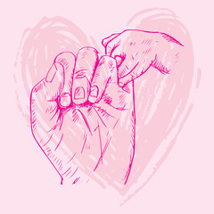 Sketch of mother holding hand of child	