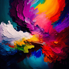 Abstract colorful oil painting brush. Generated AI.