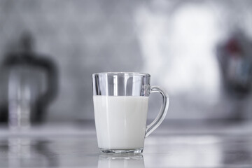 Glass of fresh yogurt in a glass cup.
