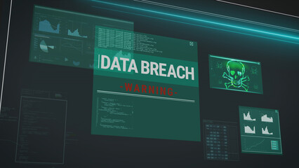 Fototapeta na wymiar Data breach loss virus attack on computer system screen. Cyber ​​security hacker attack, firewall
