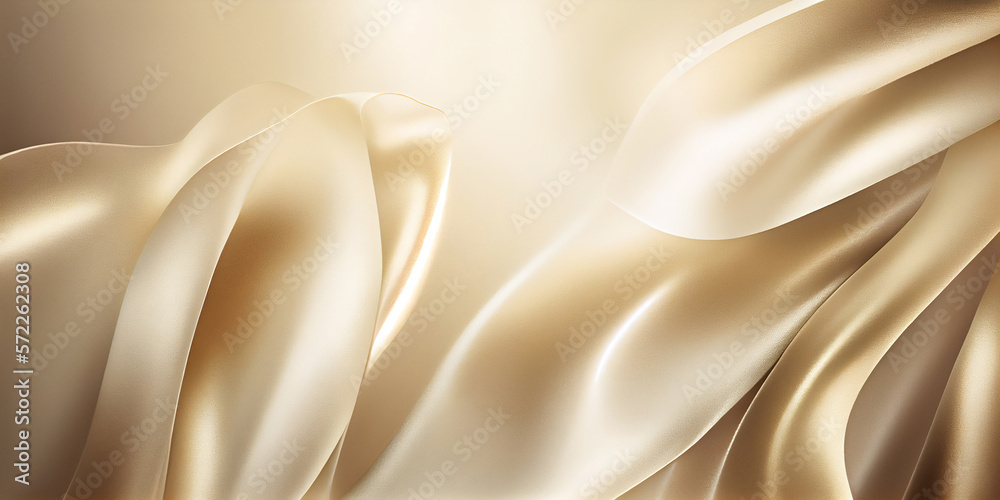Wall mural soft abstract ivory gold background with silky fabric. created with generative ai.