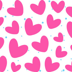Pink And Cyan valentine Heart Polka Dot Pattern