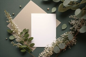Blank white wedding invitation. Mock up template for Design or product placement created using generative AI tools