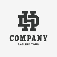 Fototapeta premium Premium Quality Initial Letter DH Monogram Classic, Vintage Retro Logo Design symbol design