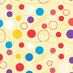 Colorful Pattern With Circles And Lines And Small Breakouts Vector Background Style.