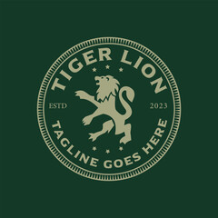 Vintage Retro Classic label, royal exclusive logo with lion. Lion emblem